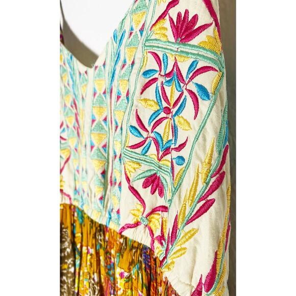 Raga X Anthropologie Women's Parkland Maxi Dress Embroiderd Spaghetti Straps - Picture 8 of 12